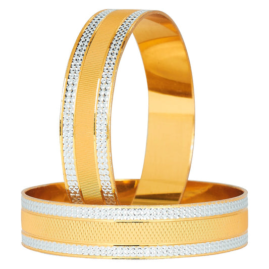 24K Fine Two Tone Gold & Silver Plated Traditional Designer Bangles for Women (Pack of 2) SJ_3294 - Shining Jewel