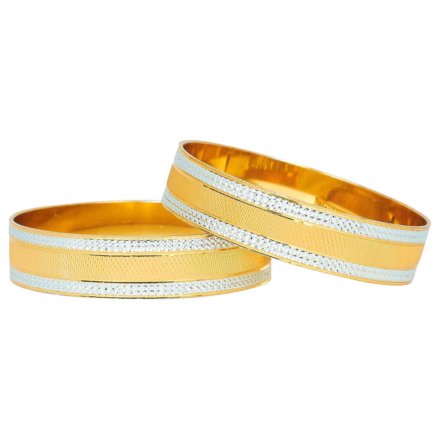 24K Fine Two Tone Gold & Silver Plated Traditional Designer Bangles for Women (Pack of 2) SJ_3294