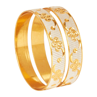 24K Fine Two Tone Gold & Silver Plated Traditional Designer Bangles for Women (Pack of 2) SJ_3296