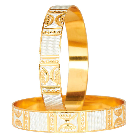 24K Fine Two Tone Gold & Silver Plated Traditional Designer Bangles for Women (Pack of 2) SJ_3299 - Shining Jewel