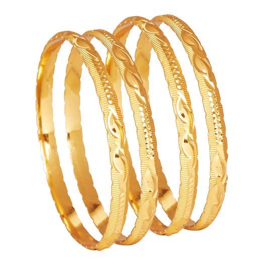 24K Fine Gold Plated Traditional Designer Bangles for Women (Pack of 4) SJ_3301 - Shining Jewel