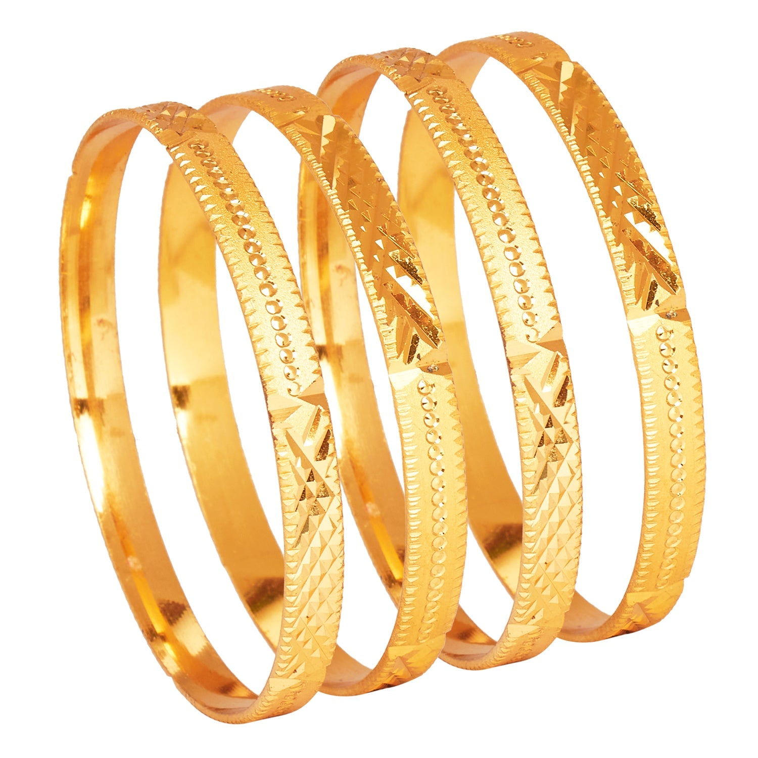 24K Fine Gold Plated Traditional Designer Bangles for Women (Pack of 4) SJ_3305 - Shining Jewel
