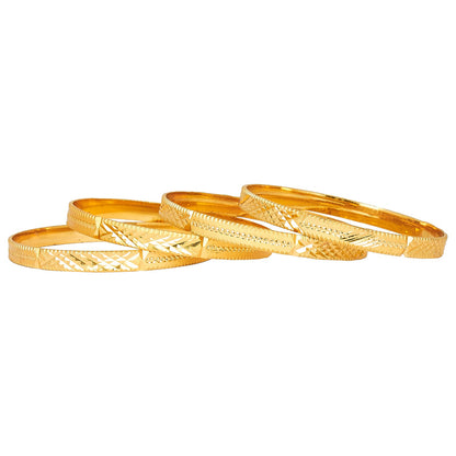 24K Fine Gold Plated Traditional Designer Bangles for Women (Pack of 4) SJ_3305