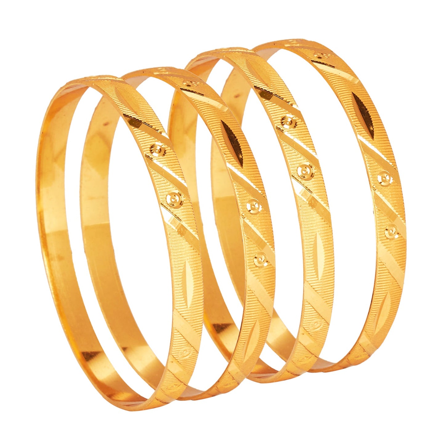 24K Fine Gold Plated Traditional Designer Bangles for Women (Pack of 4) SJ_3307 - Shining Jewel