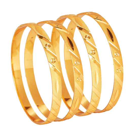 24K Fine Gold Plated Traditional Designer Bangles for Women (Pack of 4) SJ_3307 - Shining Jewel