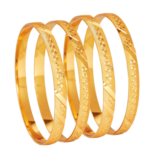 24K Fine Gold Plated Traditional Designer Bangles for Women (Pack of 4) SJ_3308 - Shining Jewel