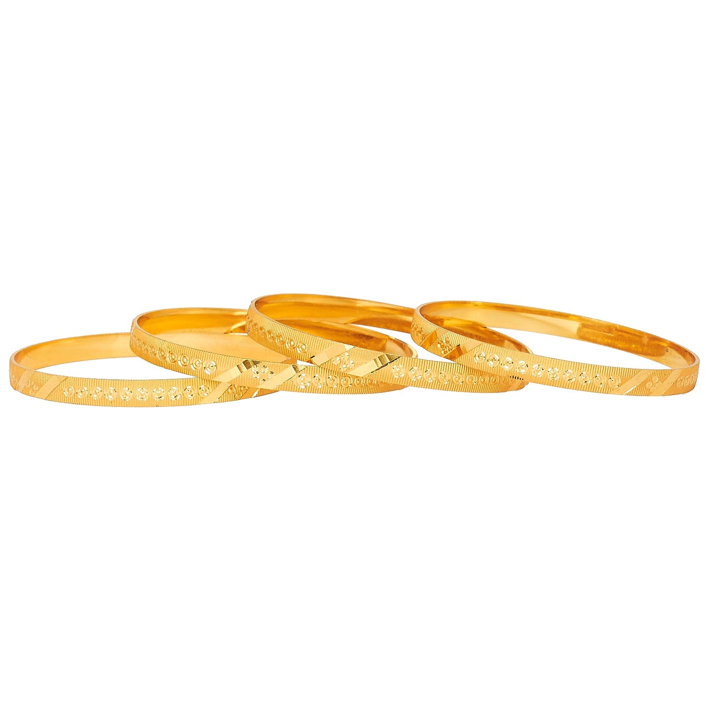 24K Fine Gold Plated Traditional Designer Bangles for Women (Pack of 4) SJ_3308