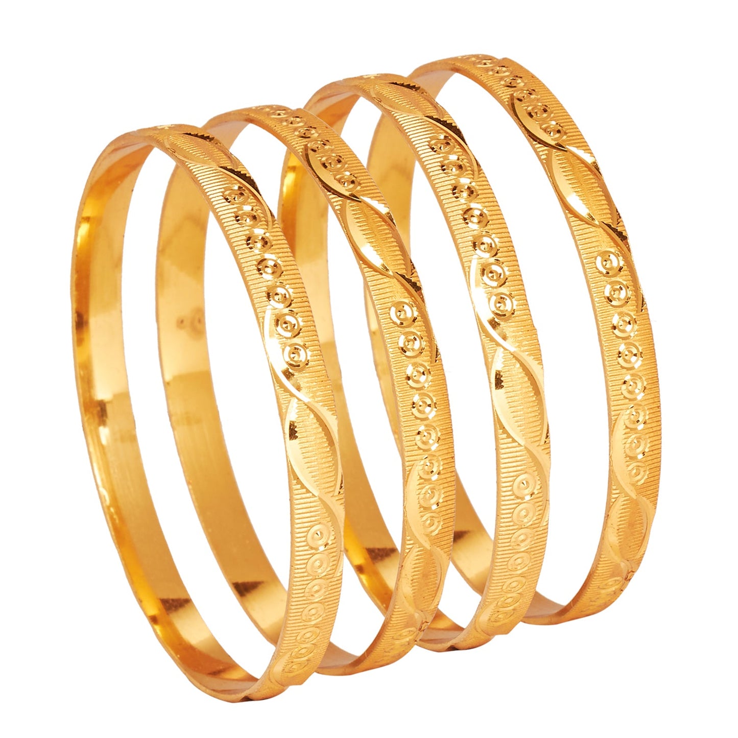 24K Fine Gold Plated Traditional Designer Bangles for Women (Pack of 4) SJ_3309 - Shining Jewel