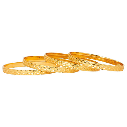 24K Fine Gold Plated Traditional Designer Bangles for Women (Pack of 4) SJ_3311