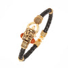 Gold Healing and Powerful Rudraksha Damru Trishul Shiva Adjustable Leather Bracelet for Men (SJ_3321)
