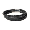 Braided Designer Stainless Steel and Leather Bracelet for Men, Boys Black (SJ_3333)