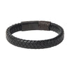 Braided Designer Stainless Steel and Leather Bracelet for Men Boys Black (SJ_3336)