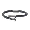 Braided Designer Stainless Steel and Leather Bracelet for Men, Boys Black (SJ_3337_BK)