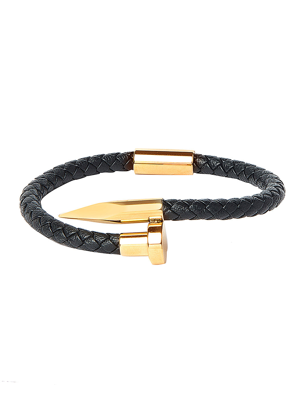 Braided Designer Stainless Steel and Leather Bracelet for Men, Boys and Women [Unisex] Black (SJ_3337_G)