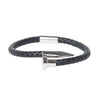 Braided Designer Stainless Steel and Leather Bracelet for Men Boys  Black (SJ_3337_S)