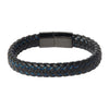 Braided Designer Stainless Steel and Leather Bracelet for Men Boys  Black (SJ_3339_BK)