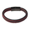 Braided Designer Stainless Steel and Leather Bracelet for Men Boys Black (SJ_3339_R)