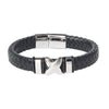 Braided Designer Stainless Steel and Leather Bracelet for Men, Boys Black (SJ_3343_S)