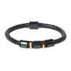 Braided Designer Stainless Steel and Leather Bracelet for Men  Boys  Black (SJ_3344)