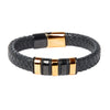 Braided Designer Stainless Steel and Leather Bracelet for Men Boys  Black (SJ_3345_G)