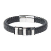 Braided Designer Stainless Steel and Leather Bracelet for Men Boys  Black (SJ_3345_S)