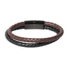 Braided Designer Stainless Steel and Leather Bracelet for Men, Boys Black and Brown (SJ_3346_BB)