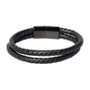 Braided Designer Stainless Steel and Leather Bracelet for Men, Boys Black (SJ_3346_BK)