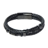 Braided Designer Stainless Steel and Leather Bracelet for Men, Boys Black (SJ_3347_BK)