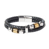 Braided Designer Stainless Steel and Leather Bracelet for Men, Boys Black (SJ_3347_GS)