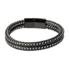 Braided Designer Stainless Steel and Leather Bracelet for Men, Boys Black (SJ_3350_BK)