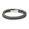 Braided Designer Stainless Steel and Leather Bracelet for Men, Boys Black (SJ_3350_S)