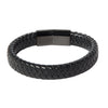 Braided Designer Stainless Steel and Leather Bracelet for Men, Boys Black (SJ_3352_BK)