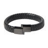 Braided Designer Stainless Steel and Leather Bracelet for Men, Boys Black (SJ_3352_BK)