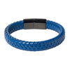 Braided Designer Stainless Steel and Leather Bracelet for Men, Boys Blue (SJ_3352_BL)