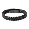 Braided Designer Stainless Steel and Leather Bracelet for Men, Boys Black (SJ_3353)