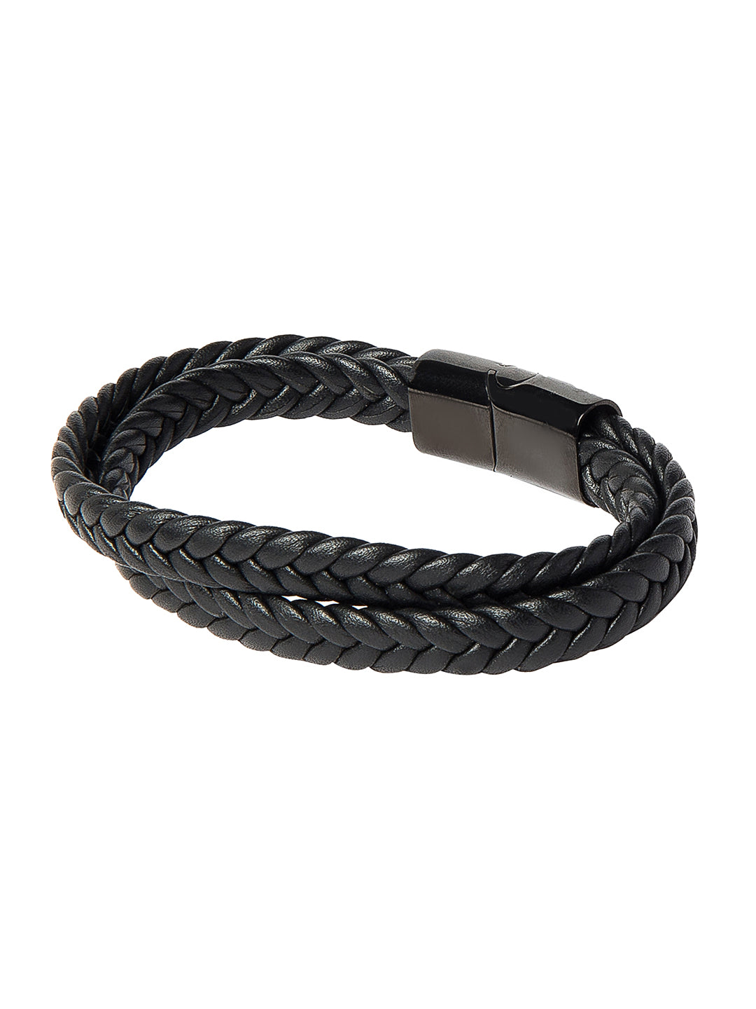 Men's Personalised Bracelet Black Leather - Engraved Men's Name Bracel –  IfShe UK