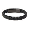 Braided Designer Stainless Steel and Leather Bracelet for Men, Boys Black (SJ_3355)