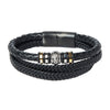 Braided Designer Stainless Steel and Leather Bracelet for Men,Boys Black (SJ_3356)