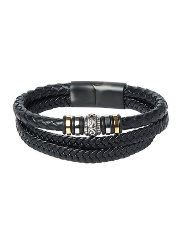 Buy COOLSTEELANDBEYOND Mens Large Braided Leather Bracelet with Steel Lion  and Genuine Leather Straps Online at desertcartINDIA