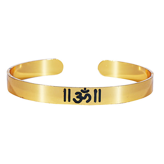 Gold Healing and Powerful Shiva Adjustable Om Kada Bracelet for Men (SJ_3359)