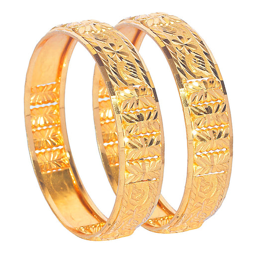 Shining Jewel Gold Plated Crystal Kundan Traditional Kada Bangle Set for Women (Set of 2 Bangles) (SJ_3373_2.4)