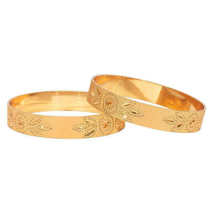 Shining Jewel Gold Plated Crystal Kundan Traditional Kada Bangle Set for Women (Set of 2 Bangles) (SJ_3374_2.4)