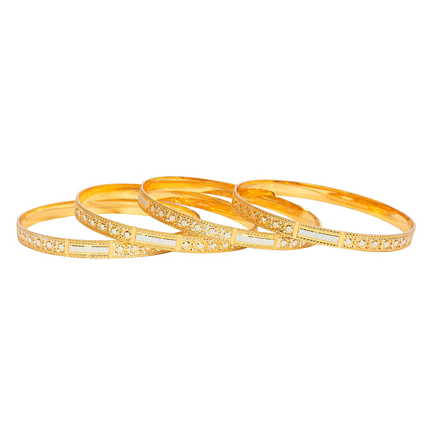 Shining Jewel Two Tone Gold & Silver Plated Traditional Designer Bangles for Women (Pack of 4) SJ_3386_2.4