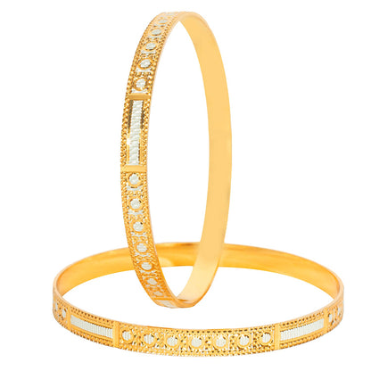 Shining Jewel Two Tone Gold & Silver Plated Traditional Designer Bangles for Women (Pack of 4) SJ_3386_2.4