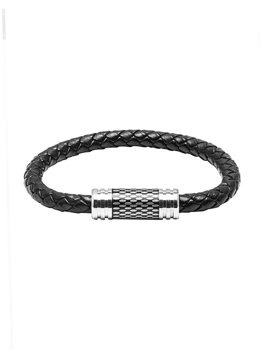 Braided Designer Stainless Steel and Leather Bracelet for Men, Boys (SJ_3388)