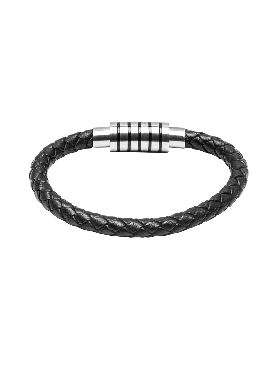 Braided Designer Stainless Steel and Leather Bracelet for Men, Boys (SJ_3389)