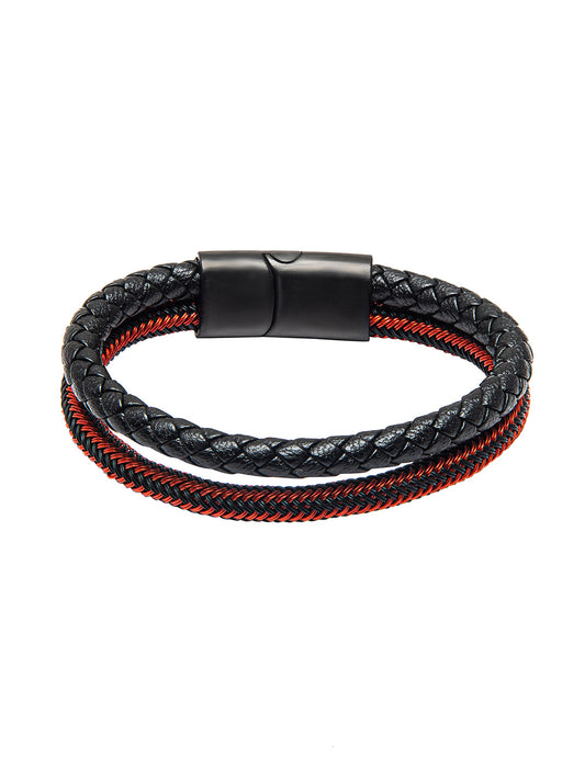 Braided Designer Stainless Steel and Leather Bracelet for Men, Boys (SJ_3392)