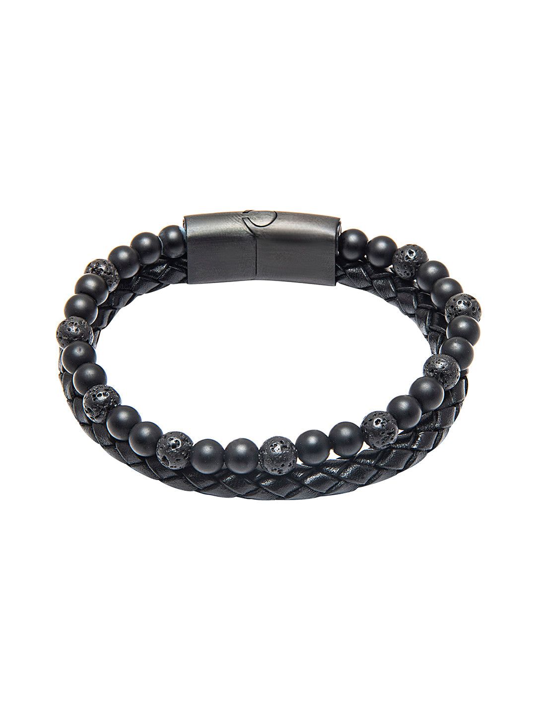 Braided Designer Stainless Steel and Leather Bracelet for Men, Boys (SJ_3393)