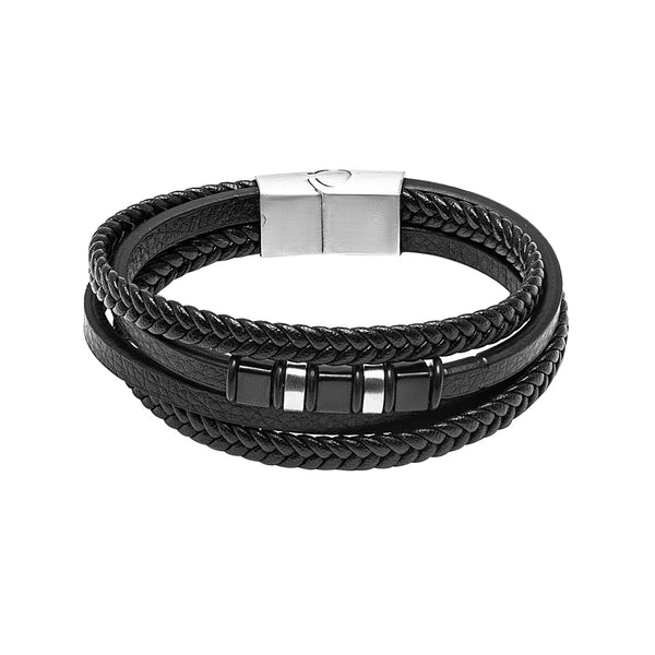 Black Layered Leather Bracelet  buy at Poison Drop online store SKU 39114