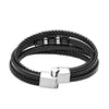 Braided Designer Stainless Steel and Leather Bracelet for Men, Boys Black (SJ_3396_BK)